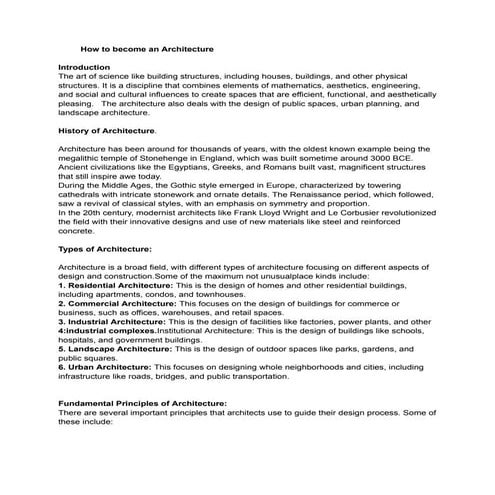 HOW TO BECOME AN ARCHITECTURE 