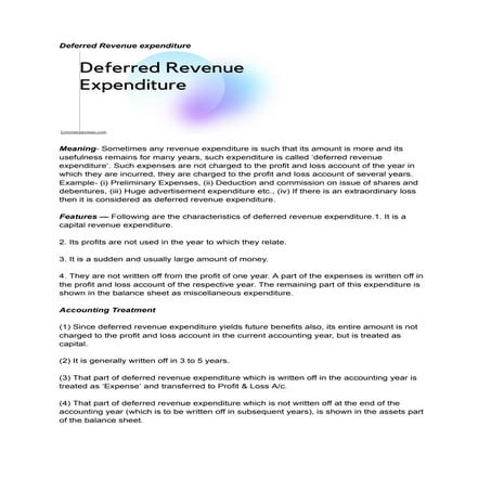 Deferred Revenue expenditure