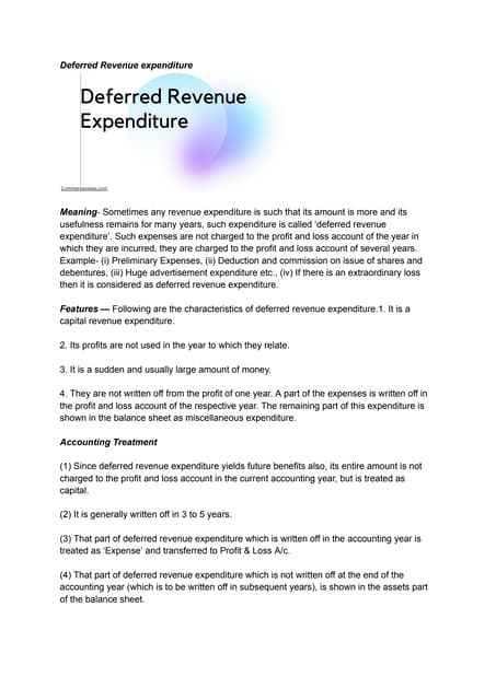 Deferred Revenue expenditure