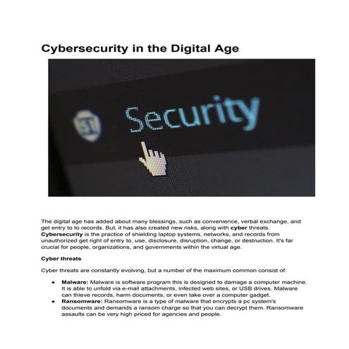 Cybersecurity in the Digital Age | PDF