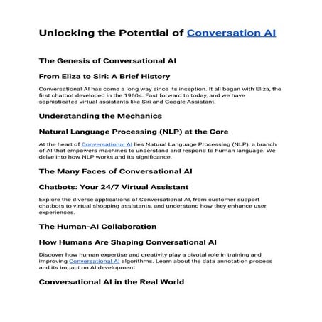 Conversational AI Chatbot Capabilities A Comprehensive Overview | PPTX