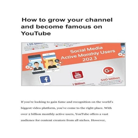 How to grow your channel and become famous on YouTube