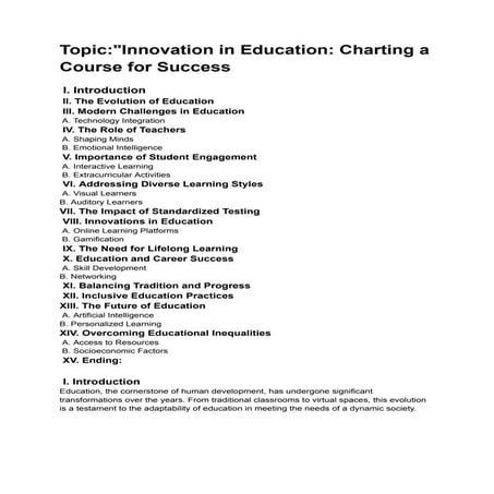innovation in education: charting a course for success