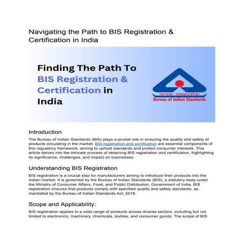 Navigating the Path to BIS Registration & Certification in India