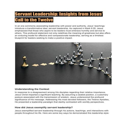 Servant Leadership: Insights from Jesus’ Call to the Twelve | PDF