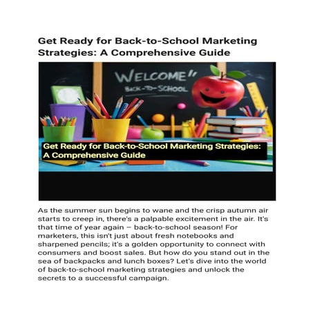 Get Ready for Back-to-School Marketing Strategies: A Comprehensive Guide