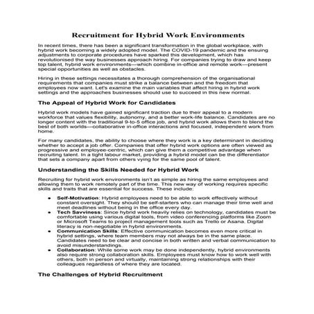 Recruitment for Hybrid Work Environments .docx