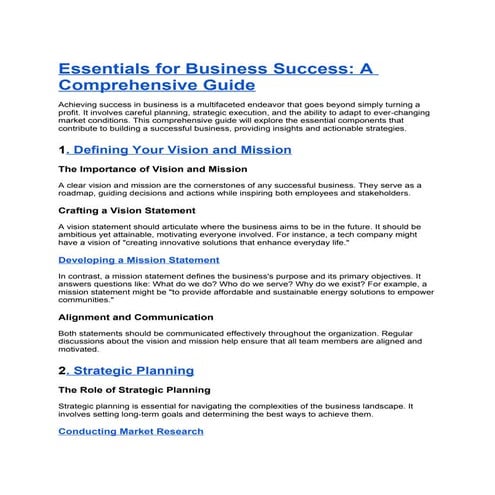 Essentials for Business Success: A Comprehensive Guide