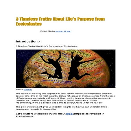3 Timeless Truths About Life’s Purpose from Ecclesiastes | PDF