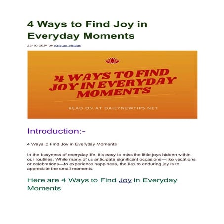 4 Ways to Find Joy in Everyday Moments.. | PDF