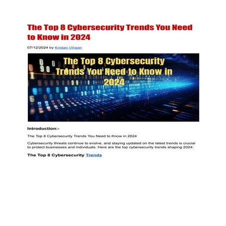 The Top 8 Cybersecurity Trends You Need to Know in 2024 | PDF