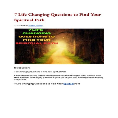 7 Life-Changing Questions to Find Your Spiritual Path | PDF
