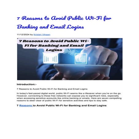 7 Reasons to Avoid Public Wi-Fi for Banking and Email Logins