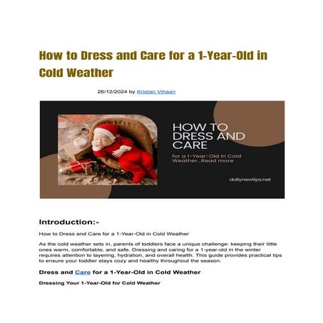 How to Dress and Care for a 1-Year-Old in Cold Weather | PDF