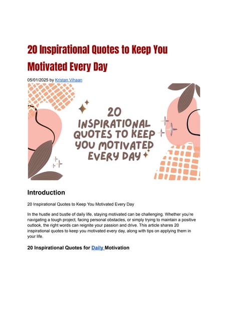 20 Inspirational Quotes to Keep You Motivated Every Day