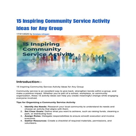 15 Inspiring Community Service Activity Ideas for Any Group
