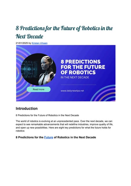 introduction about robotic system.it includes | PPT