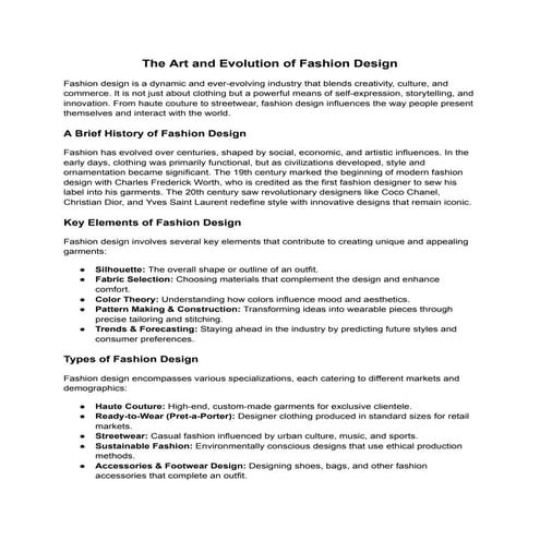 Introduction to Fashion Designing for all | PPTX
