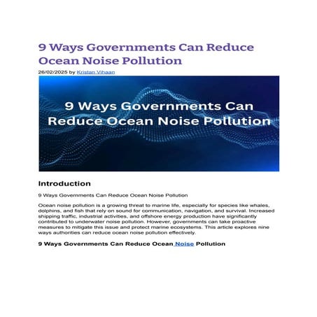 7 Key Challenges and Future Solutions for Underwater Noise Pollution | PDF