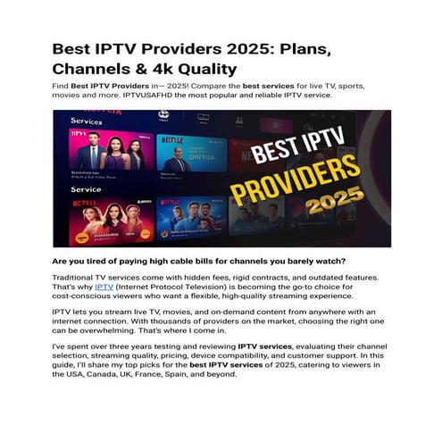 Best IPTV Providers 2025: Plans, Channels & 4k Quality