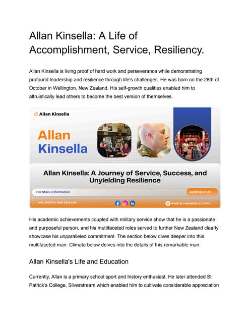 Allan Kinsella: A Life of Accomplishment, Service, Resiliency.