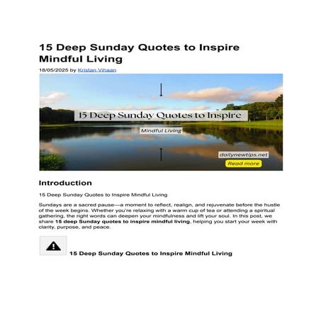 15 Deep Sunday Quotes to Inspire Mindful Living