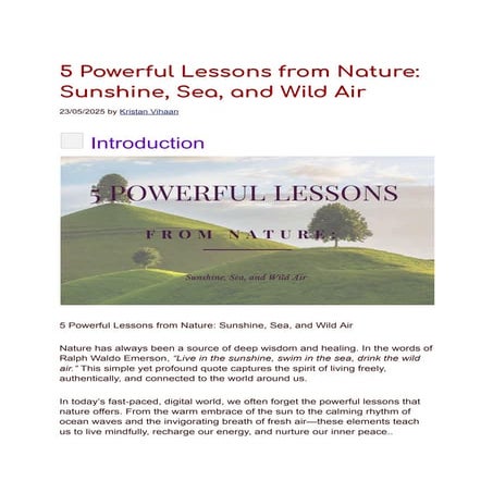 5 Powerful Lessons from Nature: Sunshine, Sea, and Wild Air