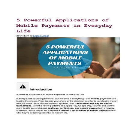 5 Powerful Applications of Mobile Payments in Everyday Life