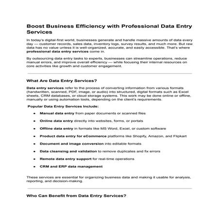 Boost Business Efficiency with Professional Data Entry Services