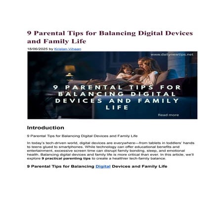 9 Parental Tips for Balancing Digital Devices and Family Life