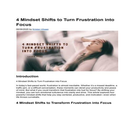 4 Mindset Shifts to Turn Frustration into Focus