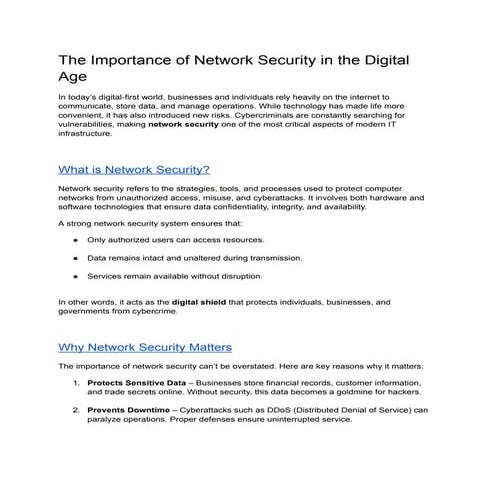 The Importance of Network Security in the Digital Age
