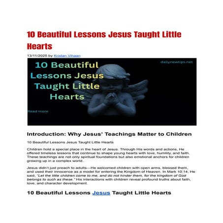 🌟 10 Beautiful Lessons Jesus Taught Little Hearts