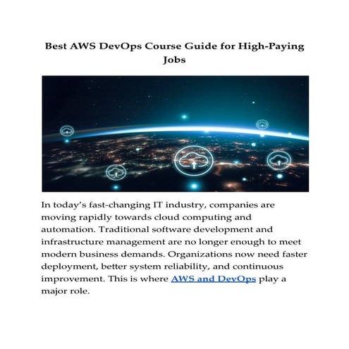 Best AWS DevOps Course Guide for High-Paying Jobs