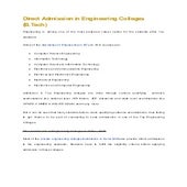 Direct Admission in Engineering Colleges (B.Tech)