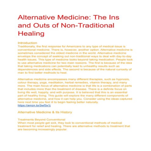 Alternative Medicine: The Ins and Outs of Non-Traditional Healing
