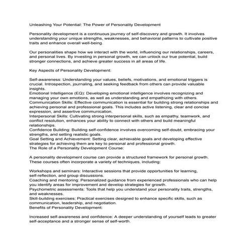 Personality Development Training and Course