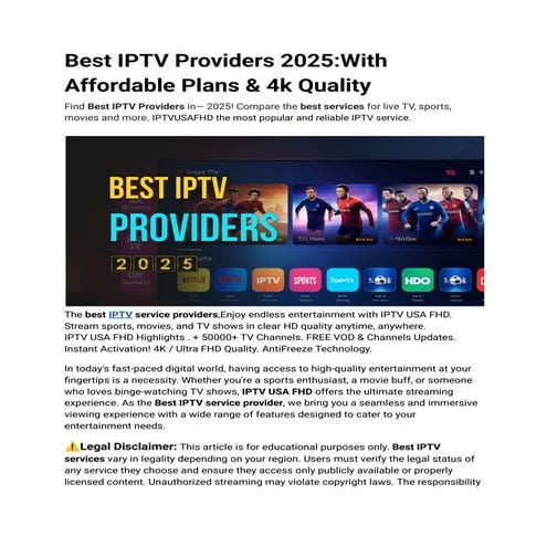 Best IPTV Providers 2025:With Affordable Plans & 4k Quality
