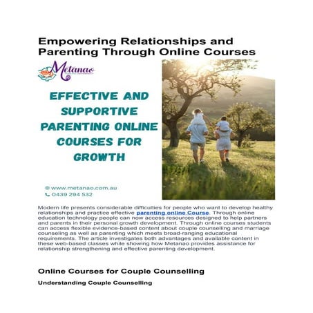A presentation by students about why Parenting Classes are necessary | PDF