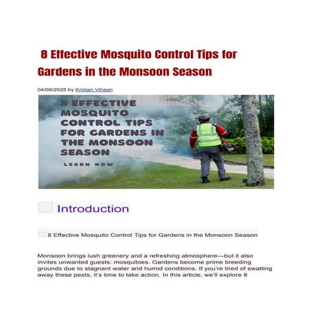 8 Effective Mosquito Control Tips for Gardens in the Monsoon Season