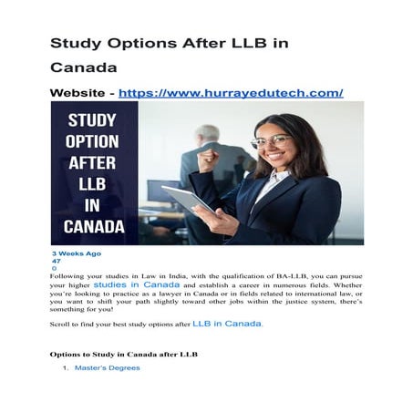 Study Options After LLB in Canada | PDF