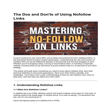 The Dos and Don'ts of Using Nofollow Links