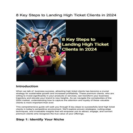 8 Key Steps to Landing High Ticket Clients in 2024 | PDF