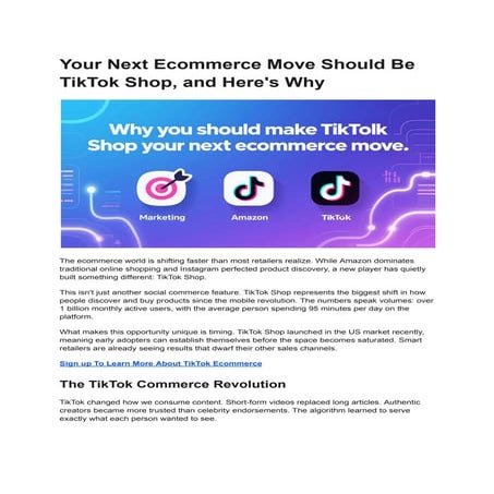 Your Next Ecommerce Move Should Be TikTok Shop, and Here's Why