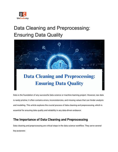 Data Science- Data Preprocessing, Data Cleaning. | PPT