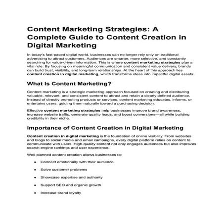 Effective Content Marketing Strategies for Digital Growth | PDF