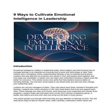 9 Ways to Cultivate Emotional Intelligence in Leadership