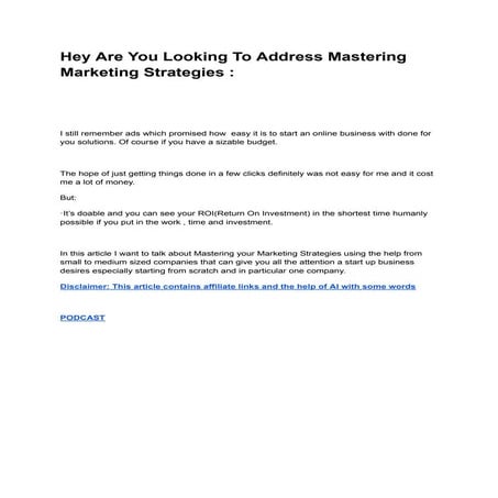 Mastering Marketing Strategies to enhance your business.