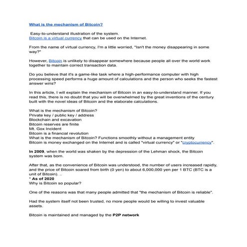 What is the mechanism of Bitcoin? 