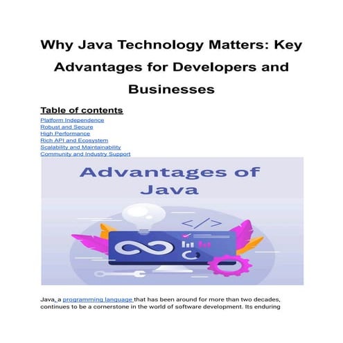 Key Advantages of Java Technology in this era | PDF